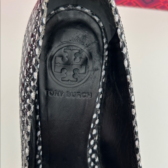 Tory Burch Snakeskin Black and White Wedges - Picture 8 of 10